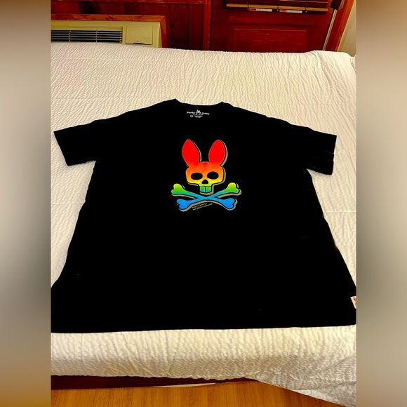 Psycho Bunny Black Tee with Skull Bunny Patch Size 5XLT - Picture 1 of 8
